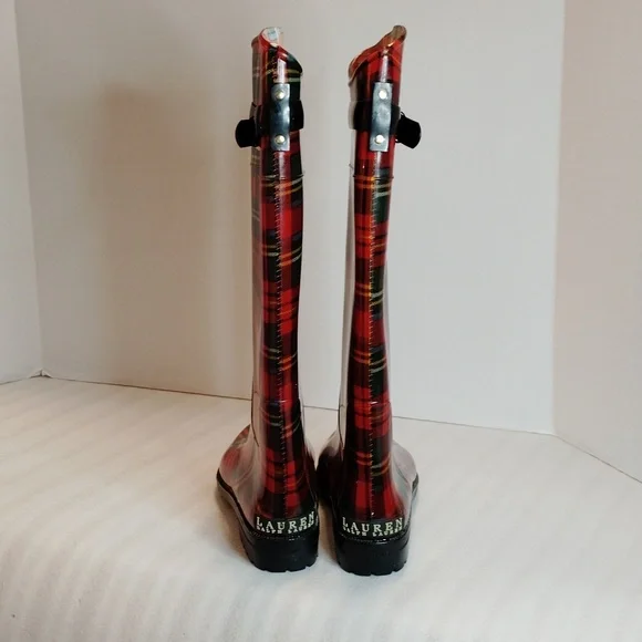 Plaid Women's Rain Boots Lauren Ralph Lauren Size 7B - Picture 6 of 10